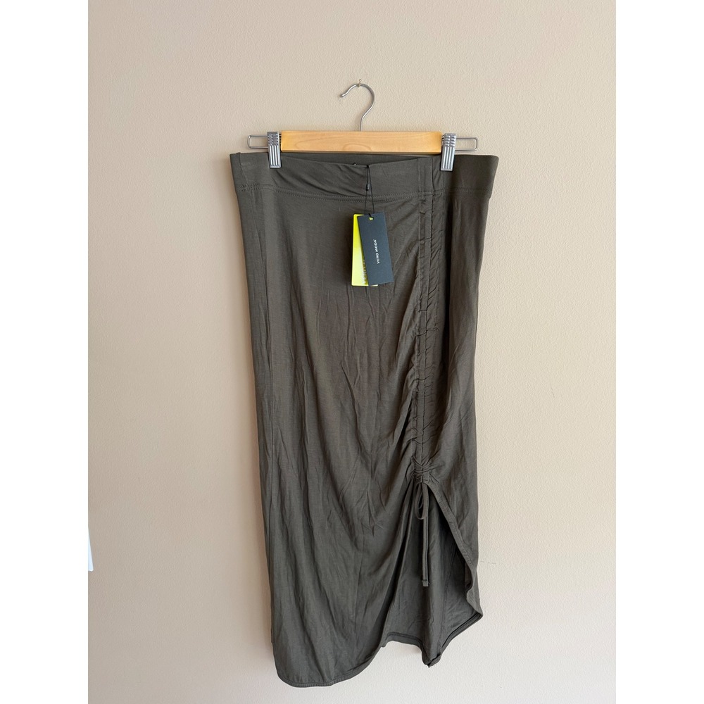 Vero Moda VMNEORA String Skirt Sea Turtle Green Ruched Midi Slit Large NEW